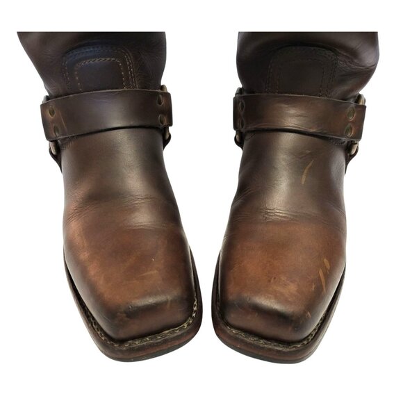 FRYE 12R Harness Boot Brown Oiled Leather Western Cowgirl Mid Calf Engineer Moto - Picture 5 of 13